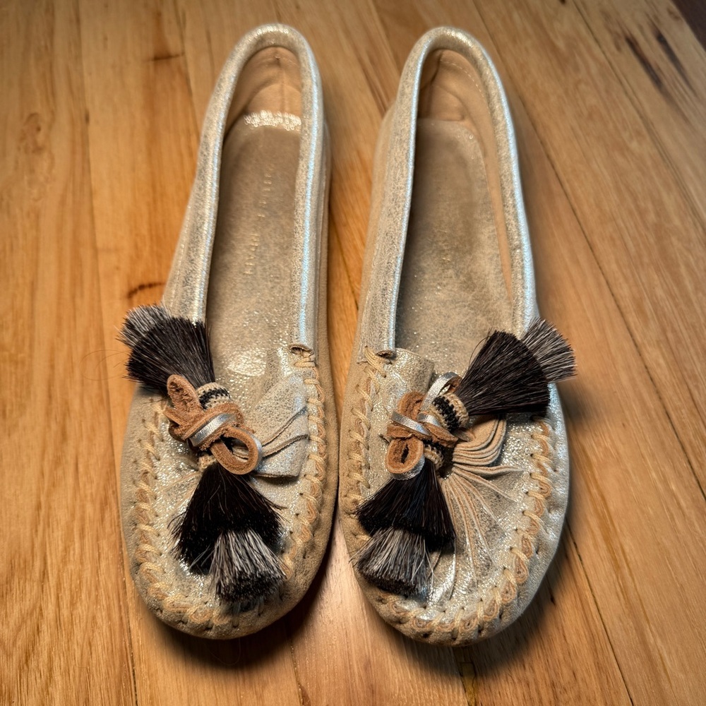 Loeffler Randall Lois Gold Metallic Tassel Loafer Moccasin Flats